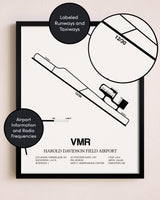 Framed Harold Davidson Field Airport layout wall art poster