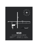 Gray Framed Macomb Municipal Airport layout wall art poster