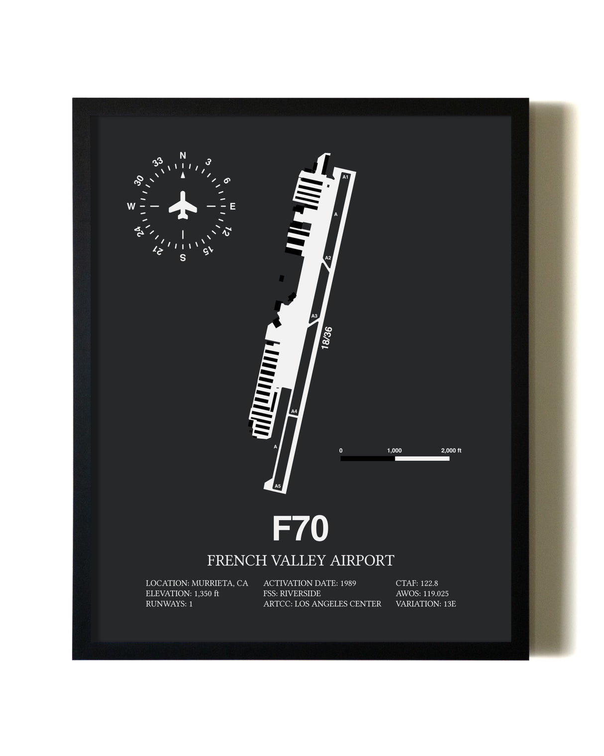 Unframed French Valley Airport map print poster