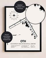 Framed Southwest Oregon Regional Airport layout wall art poster