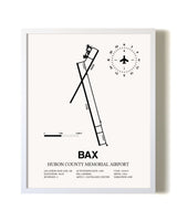 Huron County Memorial Airport airport map poster in oak frame