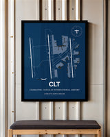 CLT Airport Map, Charlotte / Douglas International Airport, Color Print