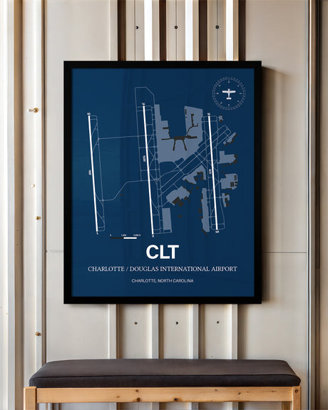 CLT Airport Map, Charlotte / Douglas International Airport, Color Print