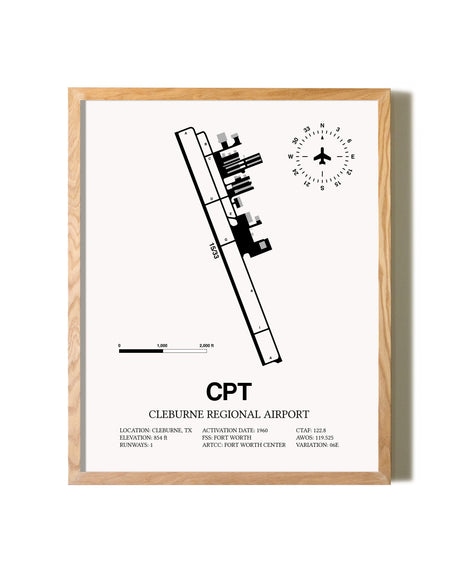 CPT Airport Map, Cleburne Regional Airport Print