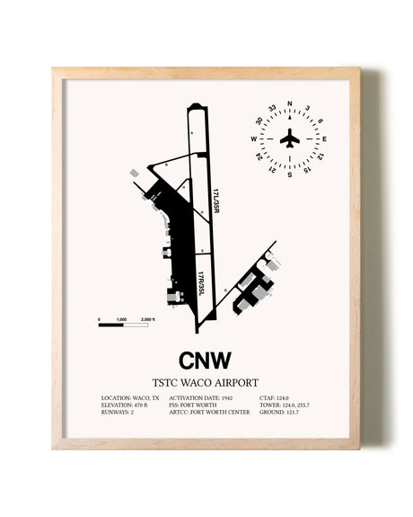 TSTC Waco Airport framed wall art in white frame