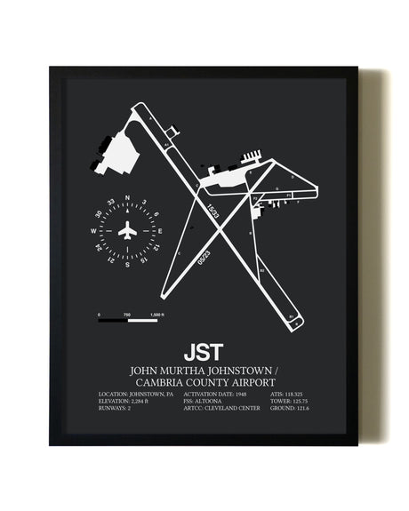 Unframed John Murtha Johnstown / Cambria County Airport map print poster