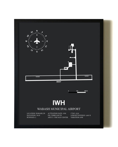 Unframed Wabash Municipal Airport map print poster