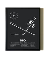 Unframed Pocono Mountains Regional Airport map print poster
