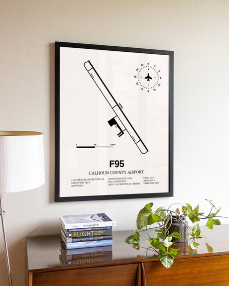 Calhoun County Airport aviation wall décor in black wood frame