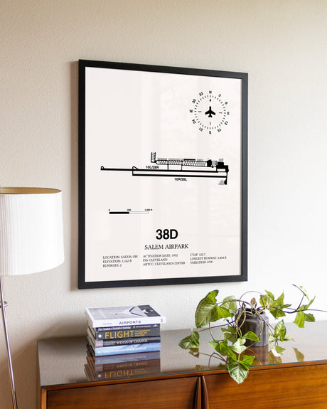 Salem Airpark aviation wall décor in black wood frame