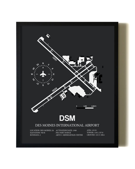 Unframed Des Moines International Airport map print poster