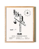 Houma-Terrebonne Airport framed print in natural wood frame