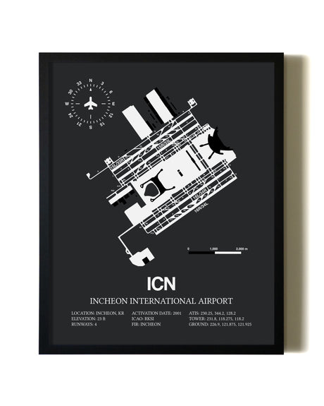 Unframed Incheon International Airport map print poster