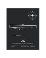 Gray Framed Kendallville Municipal Airport layout wall art poster