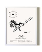 Columbus Airport airport map poster in oak frame