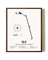 Lakota Municipal Airport aviation print in walnut frame