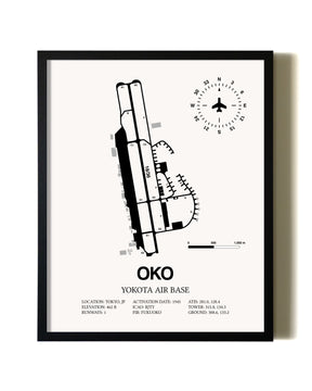 Framed Yokota Air Base wall art poster in black frame