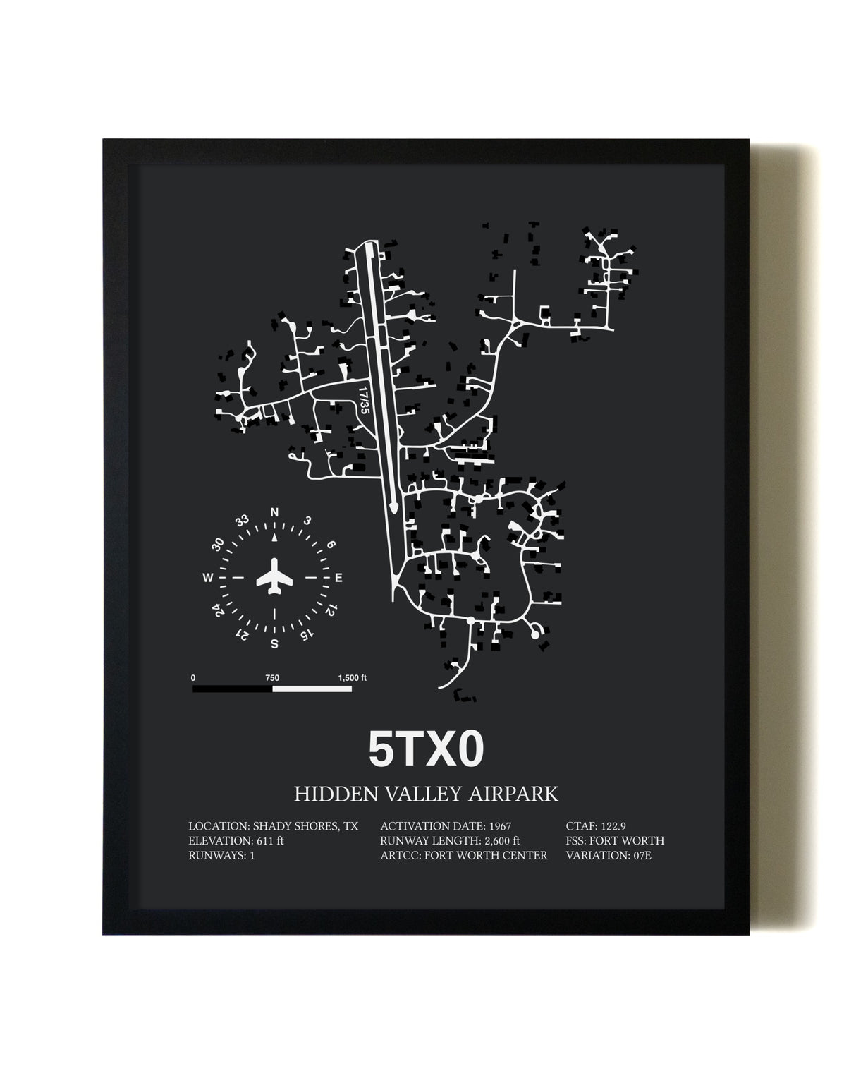 Unframed Hidden Valley Airpark map print poster