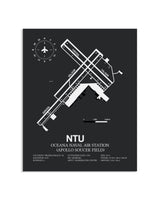 Gray Framed Oceana Naval Air Station (Apollo Soucek Field) layout wall art poster
