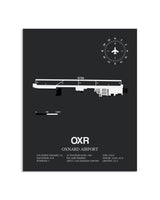 Gray Framed Oxnard Airport layout wall art poster