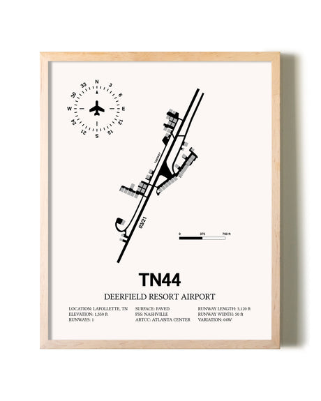 Deerfield Resort Airport framed wall art in white frame