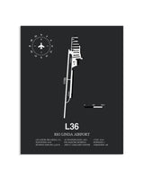 Gray Framed Rio Linda Airport layout wall art poster