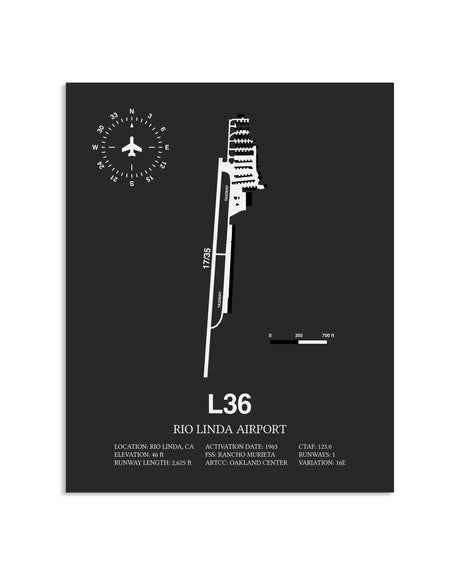 Gray Framed Rio Linda Airport layout wall art poster