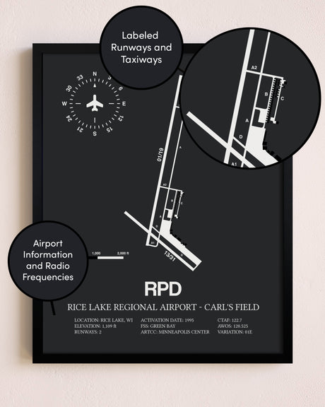 Rice Lake Regional Airport-Carl's Field poster size comparison chart