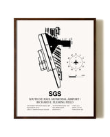 South St. Paul Municipal Airport / Richard E. Fleming Field aviation print in walnut frame
