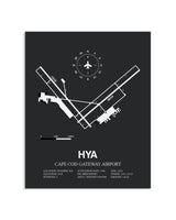 Gray Framed Cape Cod Gateway Airport layout wall art poster