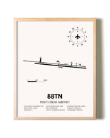 Piney Creek Airport framed wall art in white frame