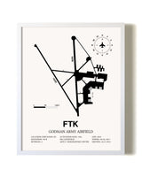 Godman Army Airfield airport map poster in oak frame