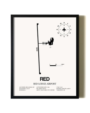 Framed Red Lodge Airport wall art poster in black frame