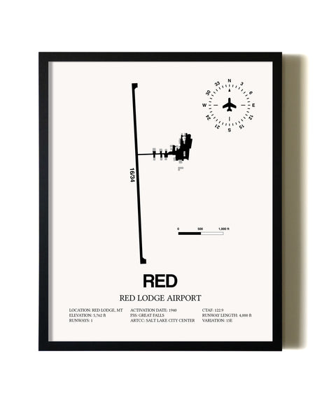 Framed Red Lodge Airport wall art poster in black frame