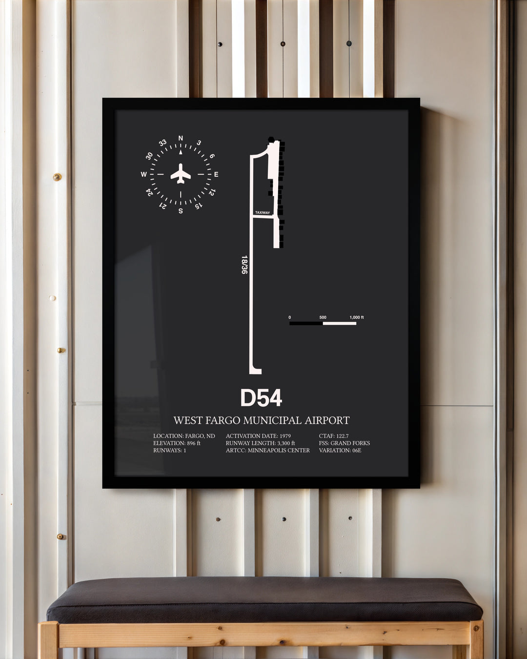 Frame color options for West Fargo Municipal Airport Wall Art
