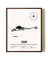 Princess Juliana International Airport aviation print in walnut frame