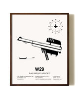 Bay Bridge Airport aviation print in walnut frame