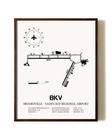 Brooksville-Tampa Bay Regional Airport aviation print in walnut frame