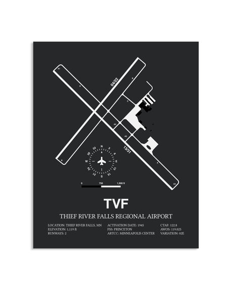 Gray Framed Thief River Falls Regional Airport layout wall art poster