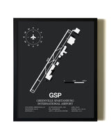 Unframed Greenville Spartanburg International Airport map print poster