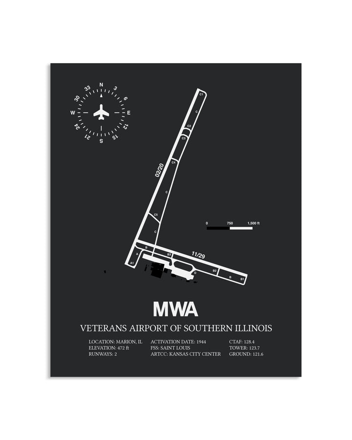 Gray Framed Veterans Airport Of Southern Illinois layout wall art poster