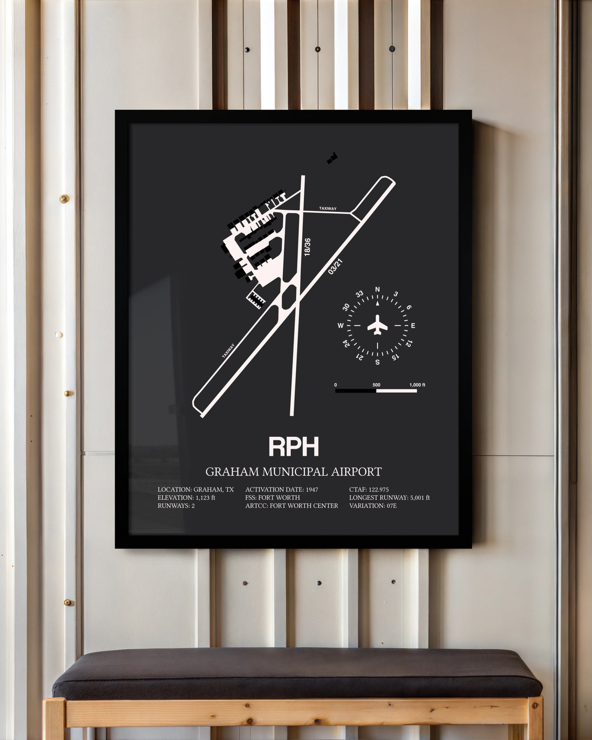 Frame color options for Graham Municipal Airport Wall Art