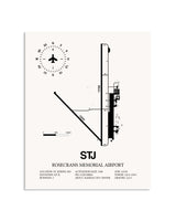 Gray Rosecrans Memorial Airport framed poster displayed in an airplane hangar
