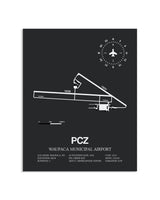 Gray Framed Waupaca Municipal Airport layout wall art poster