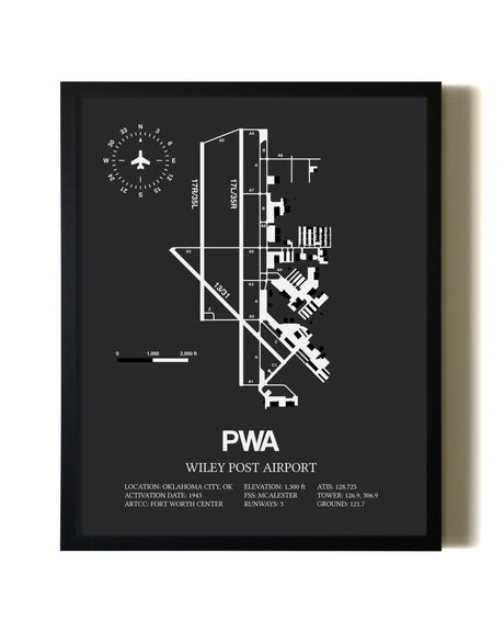 Unframed Wiley Post Airport map print poster