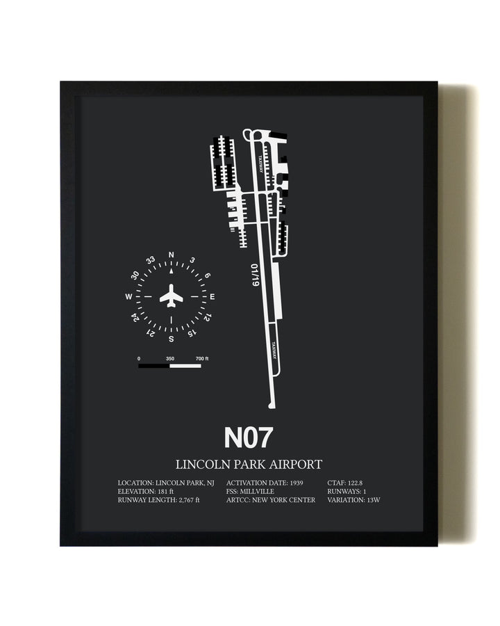Unframed Lincoln Park Airport map print poster