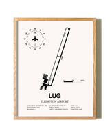 Ellington Airport framed print in natural wood frame