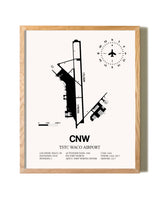 TSTC Waco Airport framed print in natural wood frame