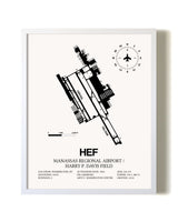 Manassas Regional Airport / Harry P. Davis Field airport map poster in oak frame