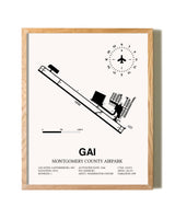 Montgomery County Airpark framed print in natural wood frame